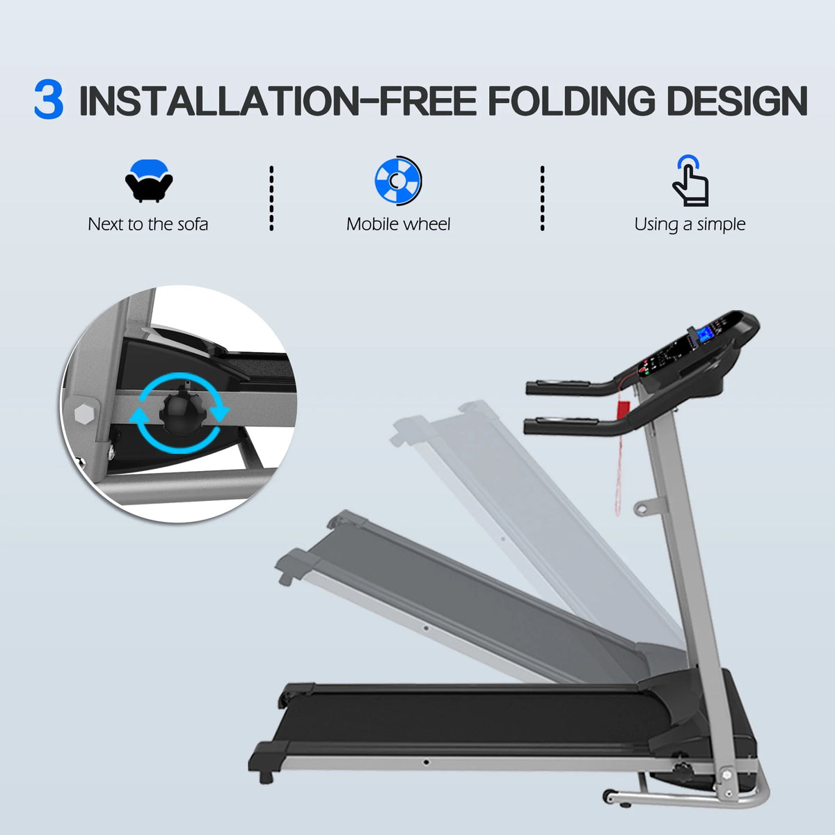 Folding Treadmill 1.5HP 220 LB Max Weight U976
