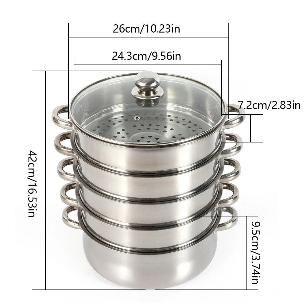 5-tier Stainless Steel Steamer with Lid T4654