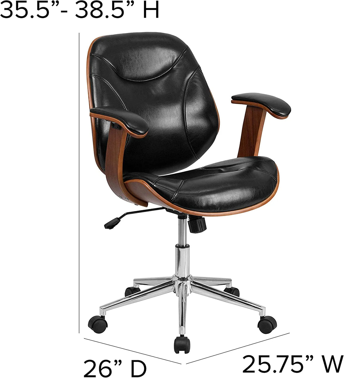 Black Faux Leather Ergonomic Office Chair H4275
