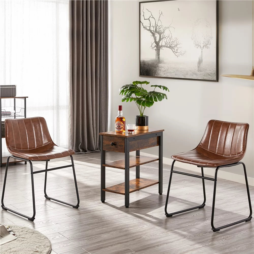Brown Faux Leather Dining Chairs C8502