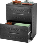 Black 2-Drawer Wood Lateral File Cabinet with Lock Z862