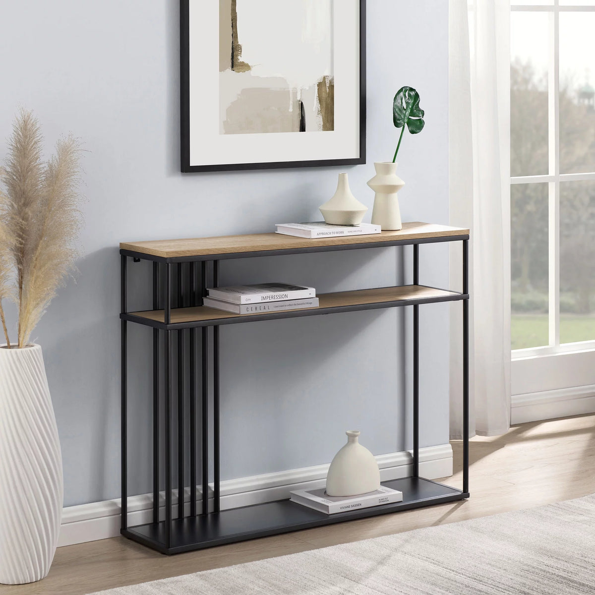 41" Slatted-Side Metal Console Table K818