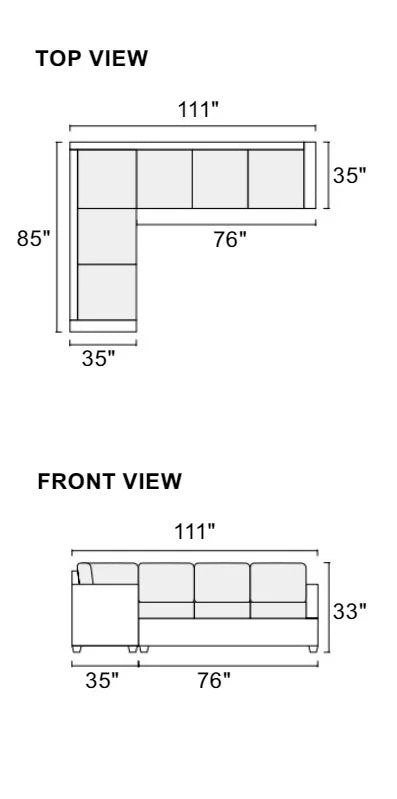 Grey Sectional Sofa Couch with Cushion Pillows P279