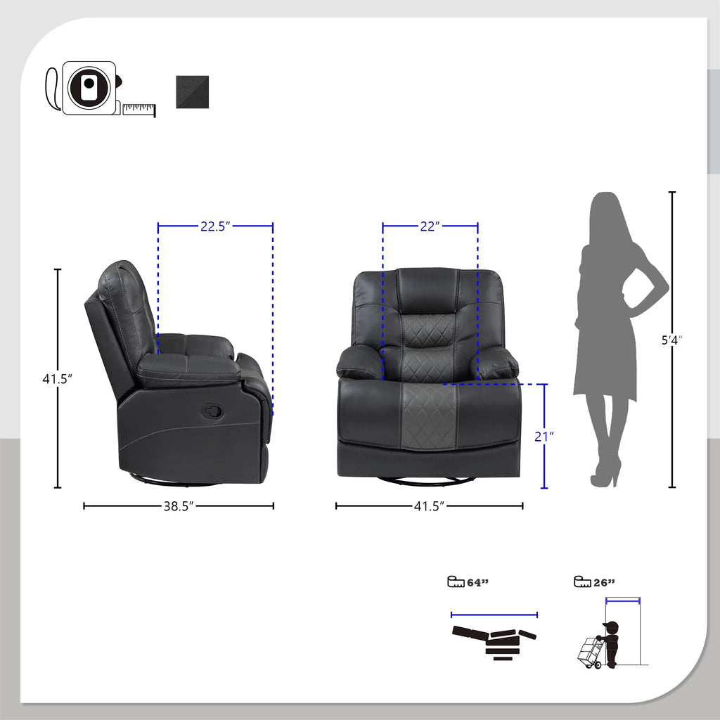 Faux Leather Swivel Glider Reclining Chair J90820