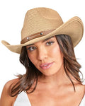 Straw Cowboy Sun Hats with Wind Lanyard UPF 80+ O706833