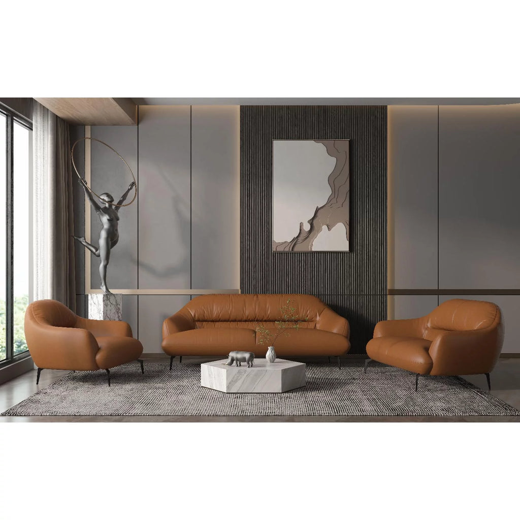 Cognac Brown Leather Upholstery Chair A12218