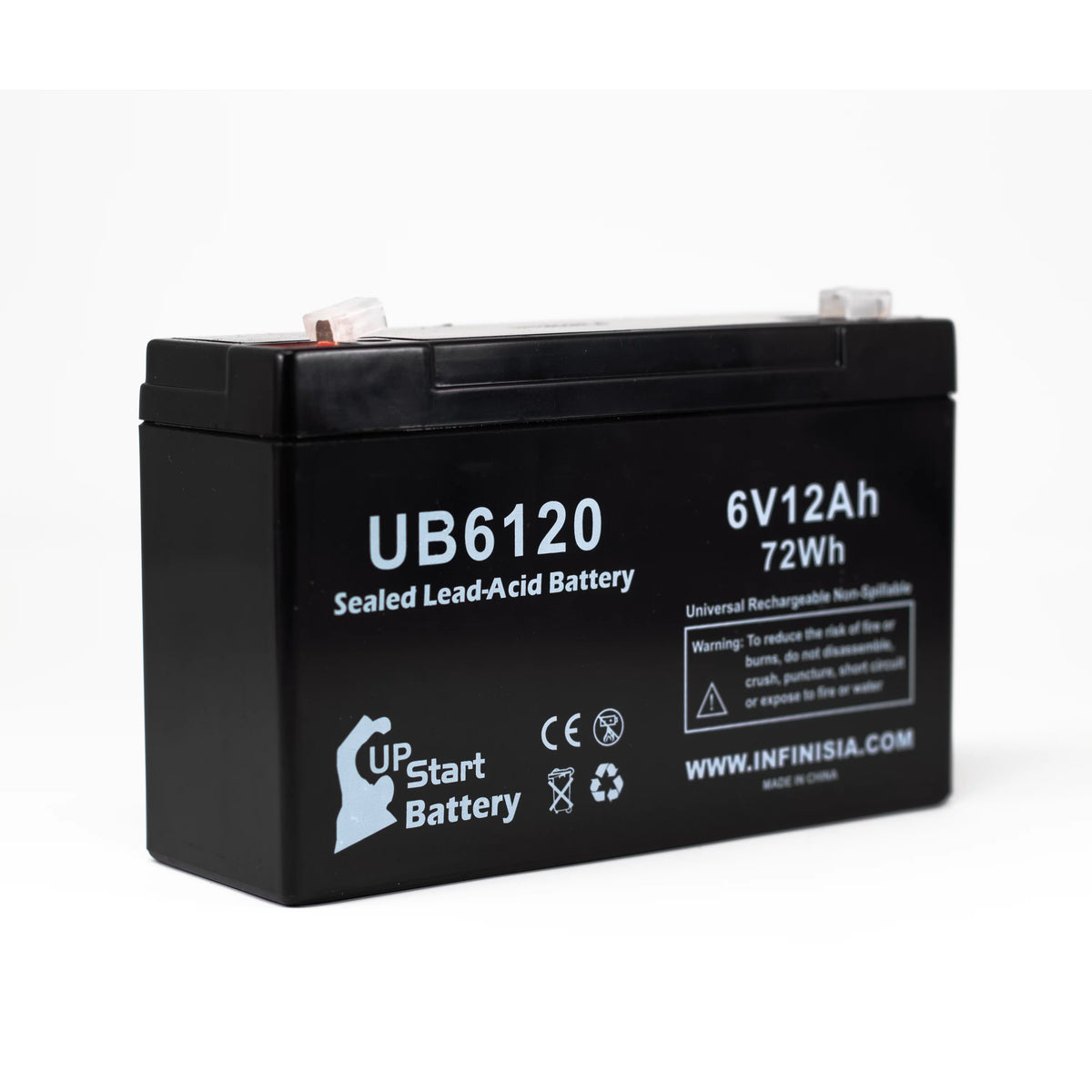 6V 12Ah Sealed Lead Acid Battery with F1 to F2 Terminal Adapters I5369