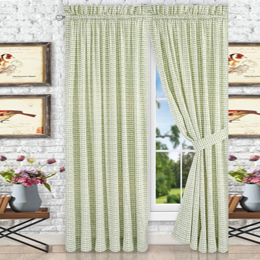 Ikat Check Tailored Curtain Panels Set of 2 T704