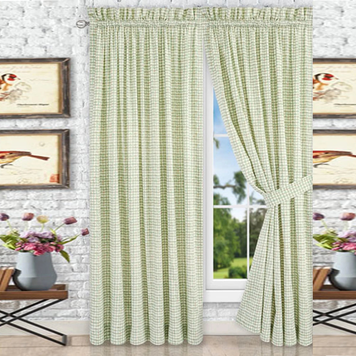 Ikat Check Tailored Curtain Panels Set of 2 T704