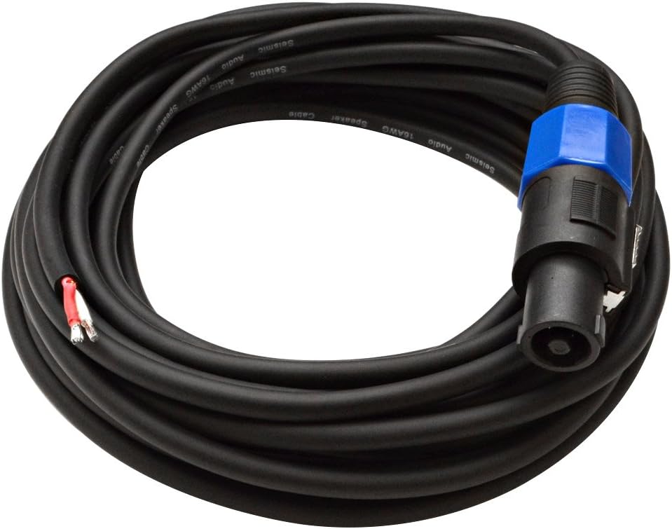 25-Feet Raw Wire to Speakon Speaker Cable, 16 Guage, Pack of 2 S407838