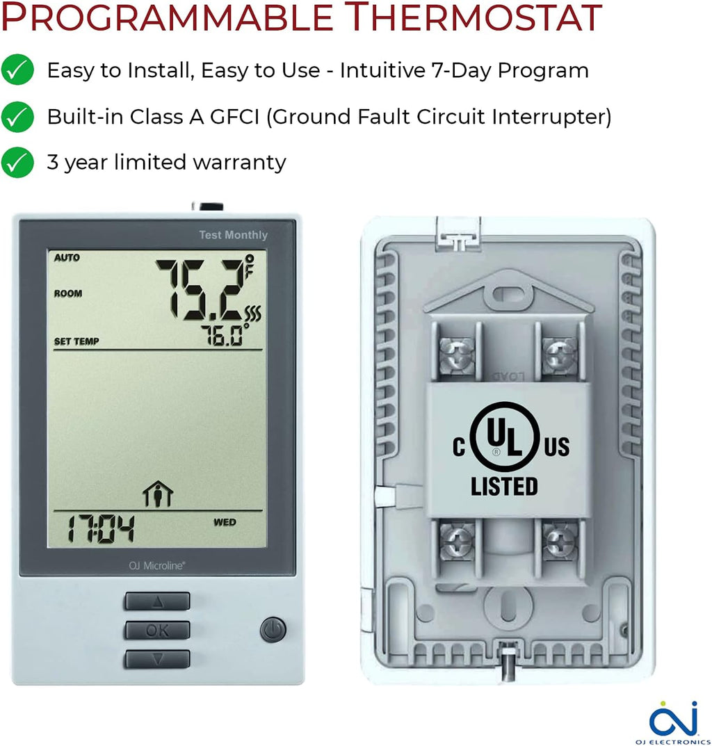 Electric Radiant Floor Heating Cable Set with Programmable Thermostat O17075