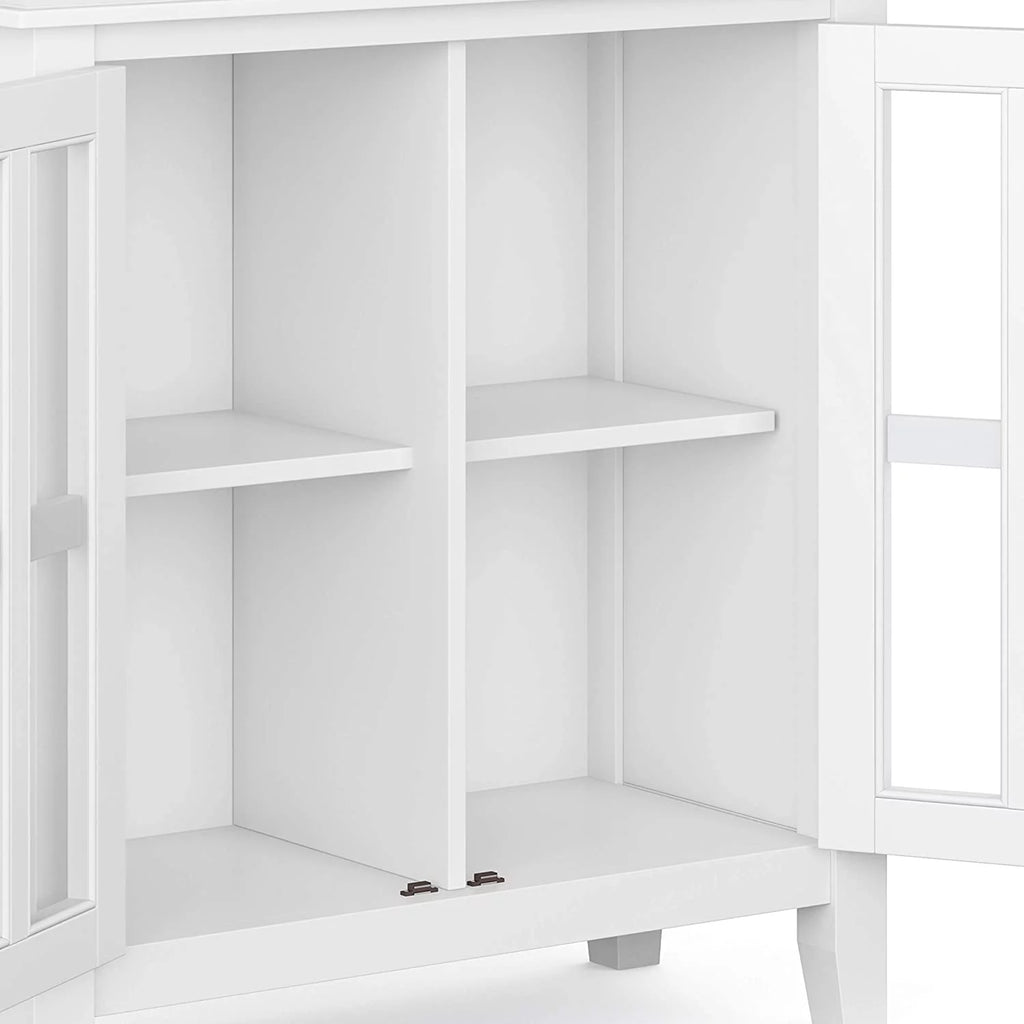 White 30 inch Low Storage Cabinet with 2 Tempered Glass Doors X26925