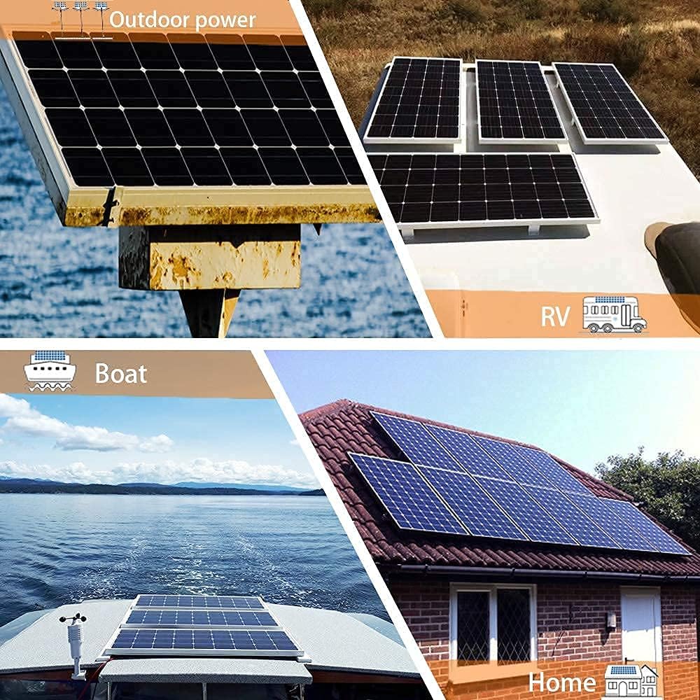 300 Watt 12V Monocrystalline Solar Panel Kit with Charge Controller and Mounting Brackets D957