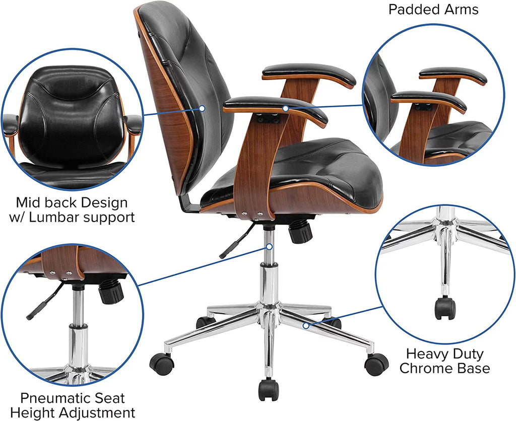 Black Faux Leather Ergonomic Office Chair H4275