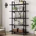 Large 5-Tier Open Bookcase with Wood & Metal Frame, Rustic Brown L95356