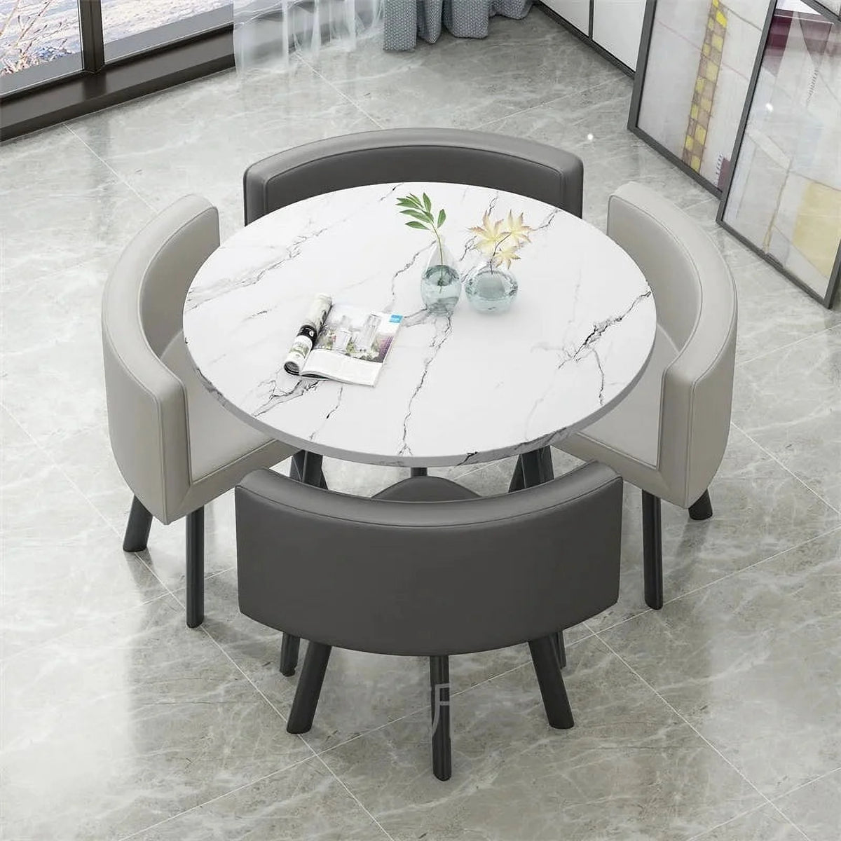 Marble Dining Table Set with 4 Chairs Q27826