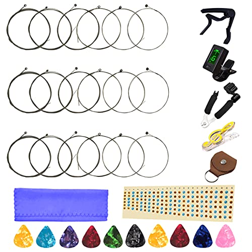 Electric Guitar Strings 3 Full Sets and Tuner S3212
