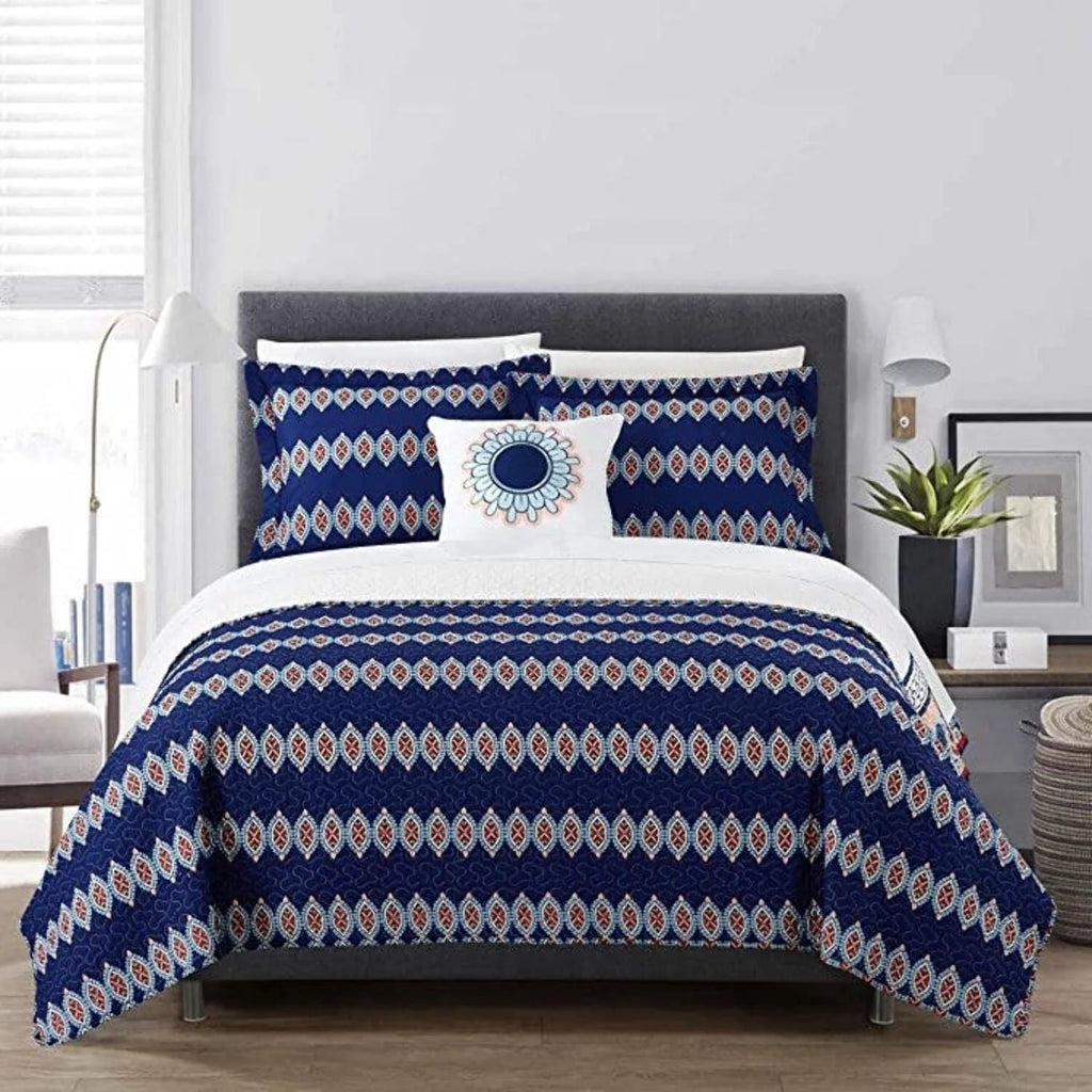 Queen Size 4 Piece Cotton Reversible Quilt Set K433086