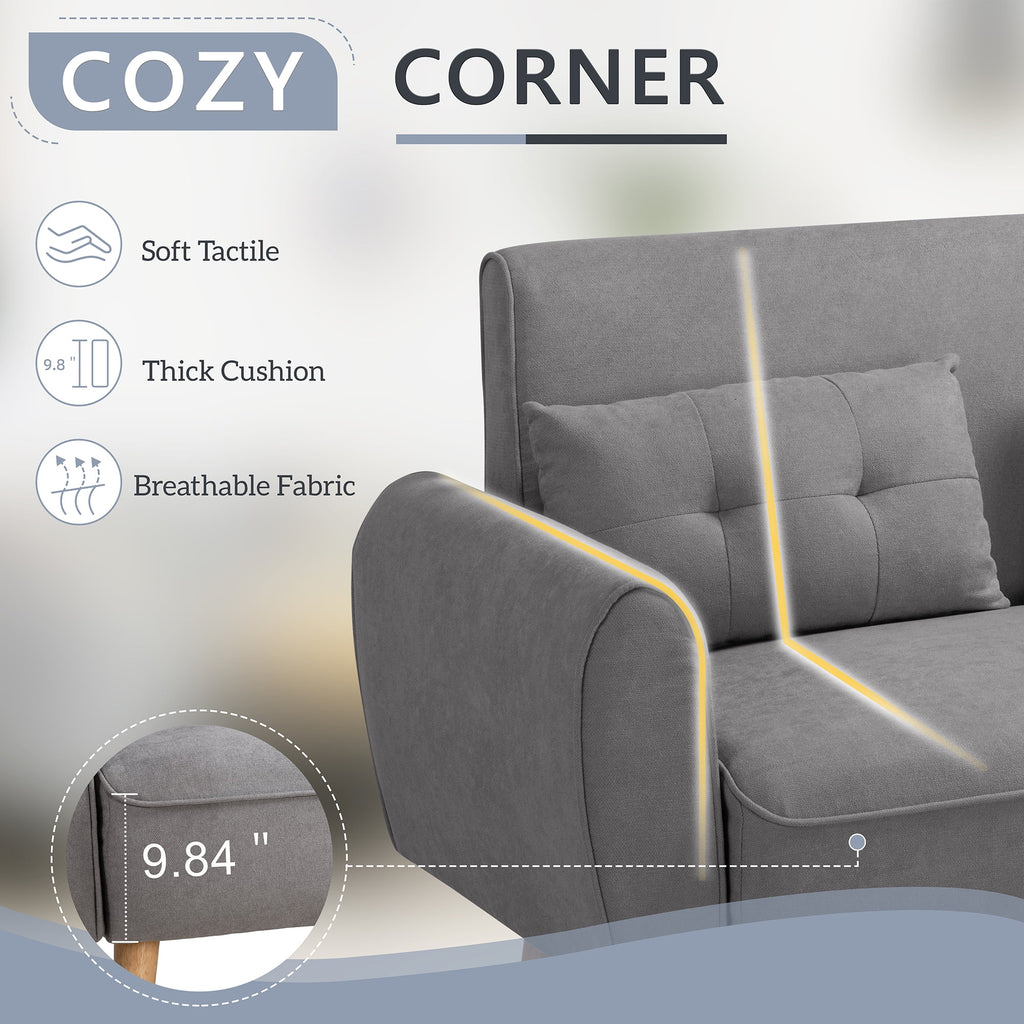 Dark Grey Fabric Upholstered 2-Seat Sofa Q27689