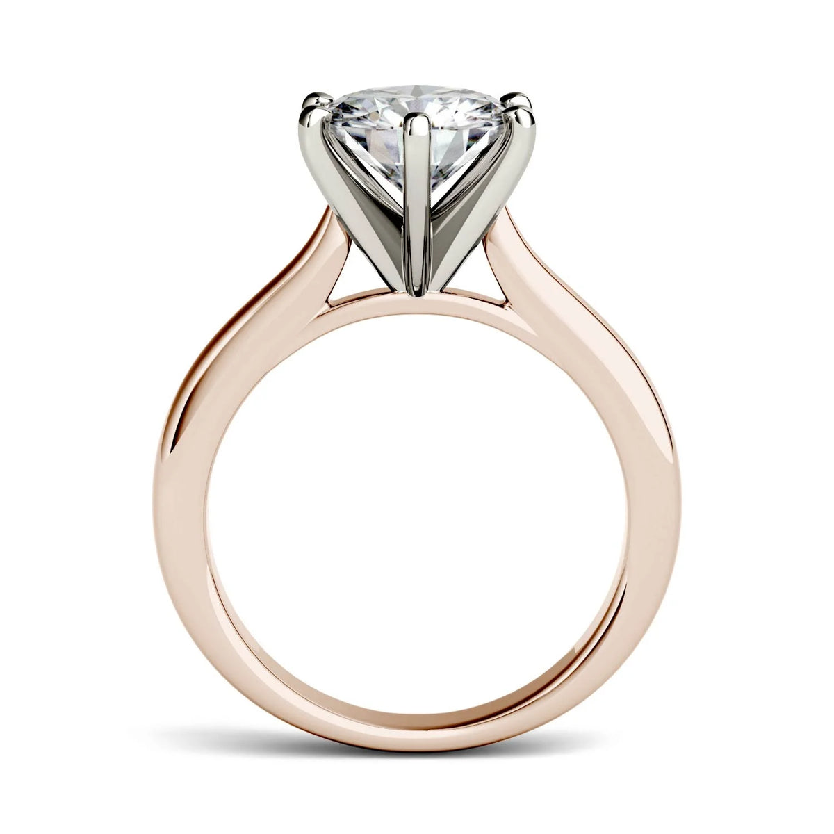14K Rose Gold Moissanite Round Solitaire Engagement Ring 1.90 DEW Y464