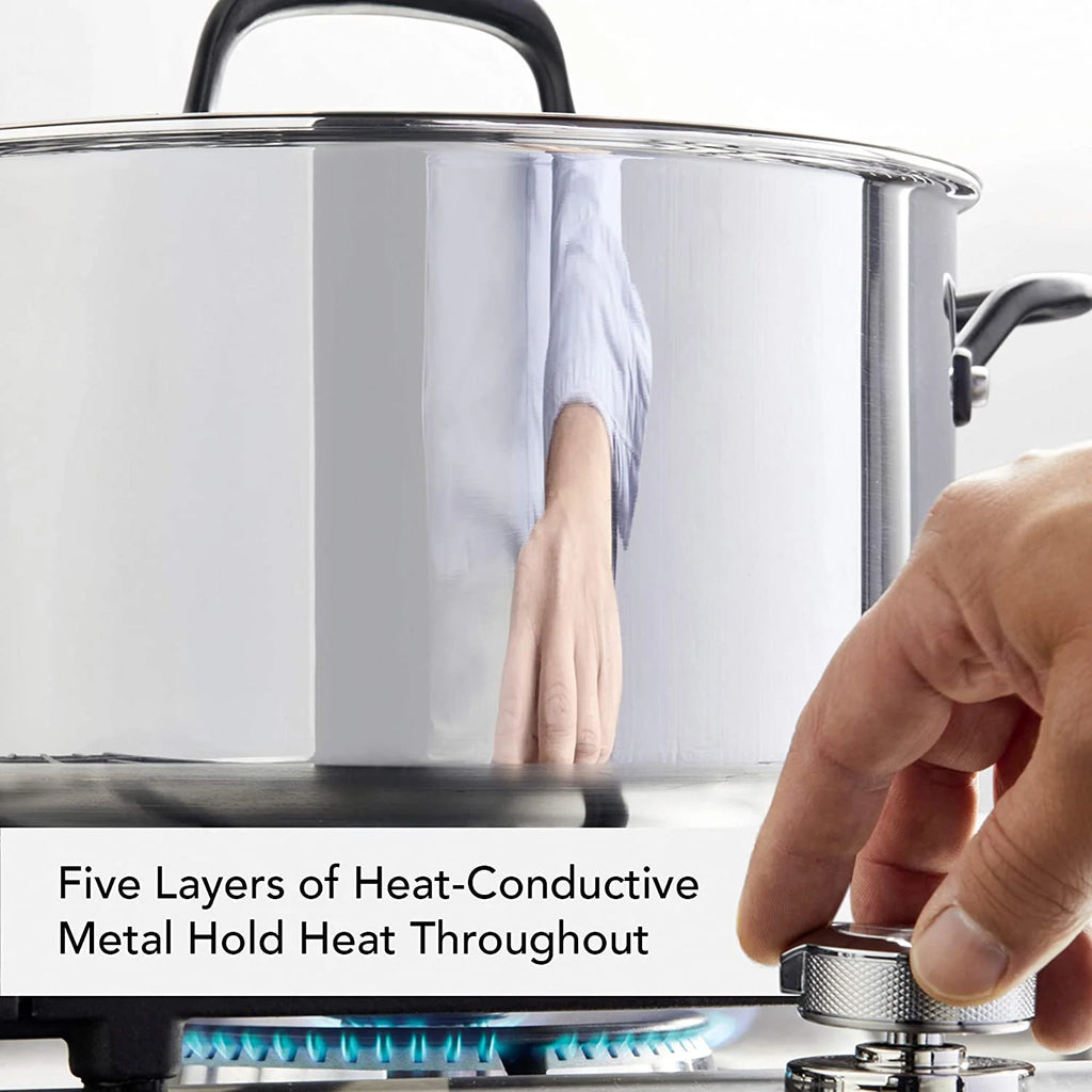 5-Ply Clad Stainless Steel Stock Pot with Lid, 8 Quart Q783217