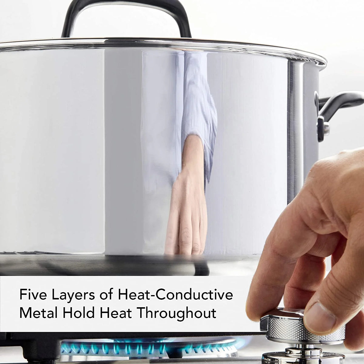 5-Ply Clad Stainless Steel Stock Pot with Lid, 8 Quart Q783217