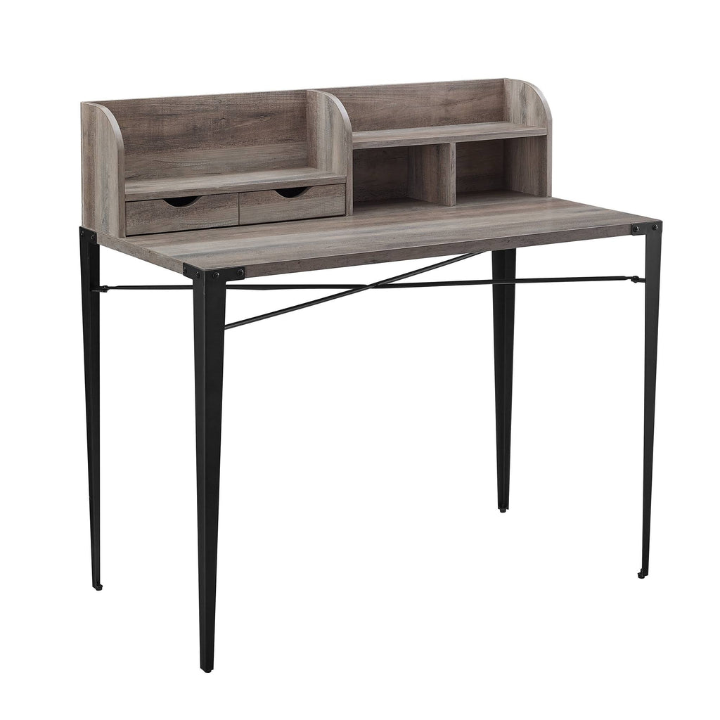 Reclaimed Barnwood Writing Desk with Small Hutch W718490