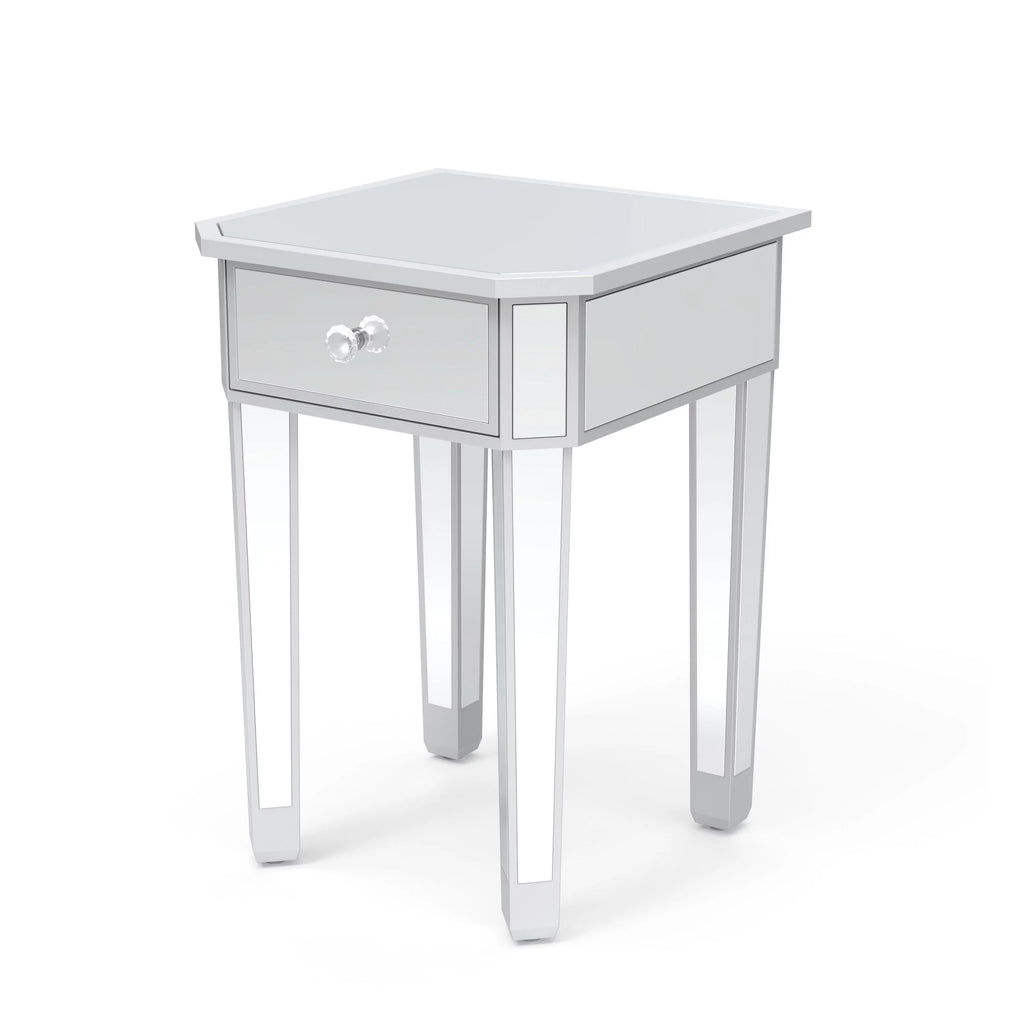 Mirrored Nightstand End Table with Drawer E5785