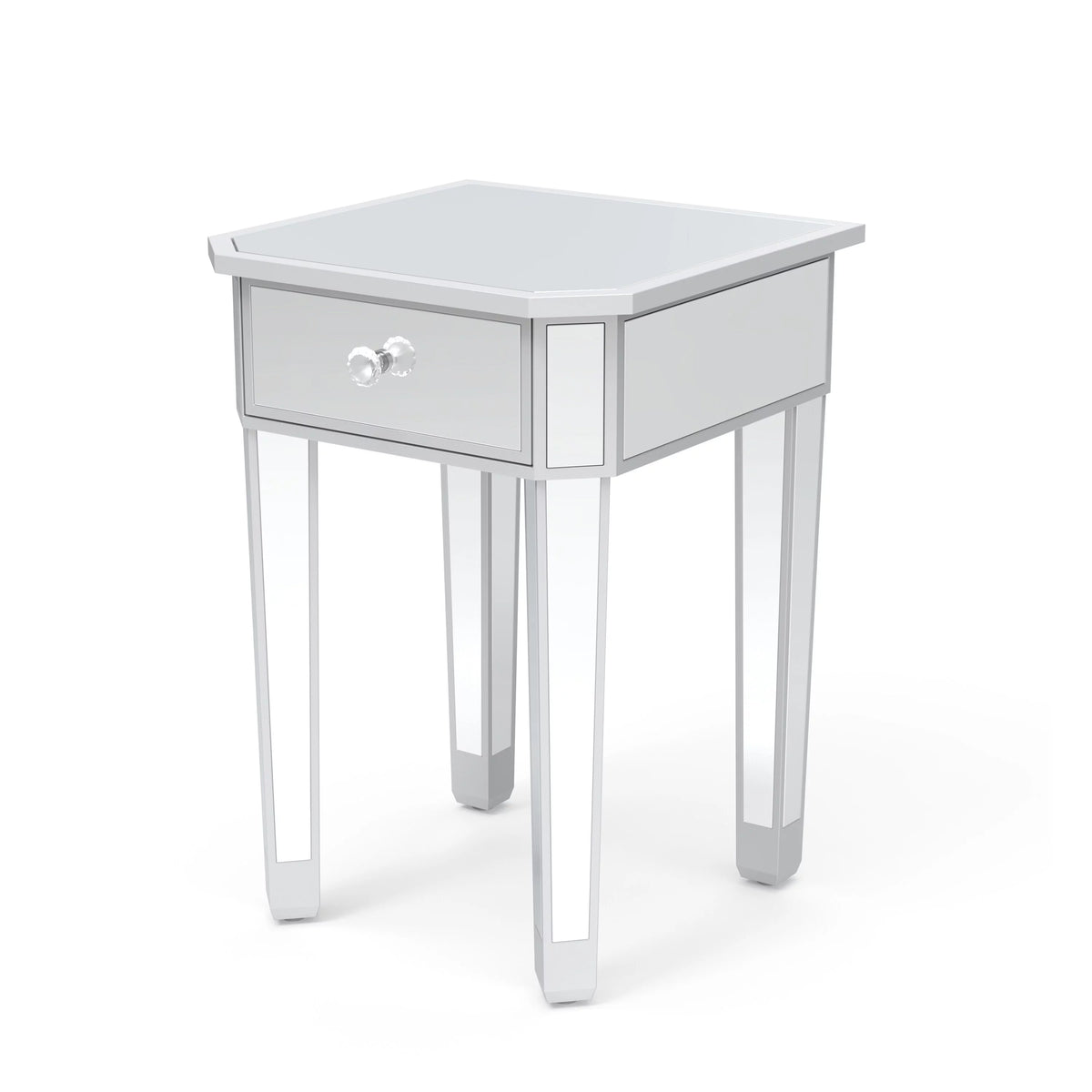 Mirrored Nightstand End Table with Drawer E5785