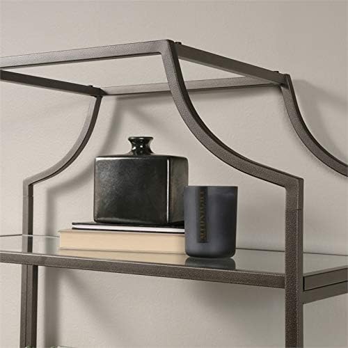 2 Piece 5 Shelf Metal Bookcase Set in Bronze B948076