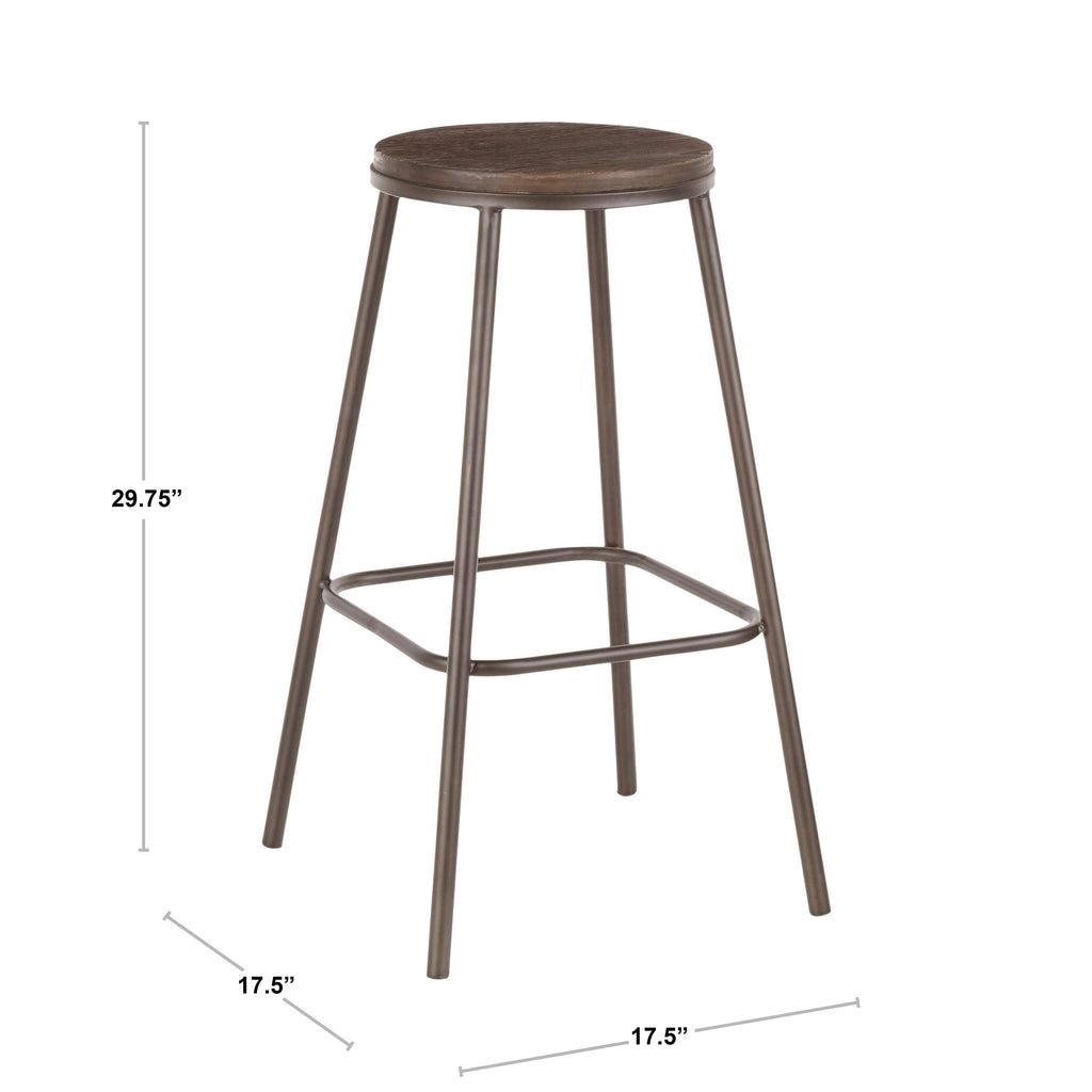 Industrial Round Bar Stool (Set of 2) Vintage White/Espresso D250410