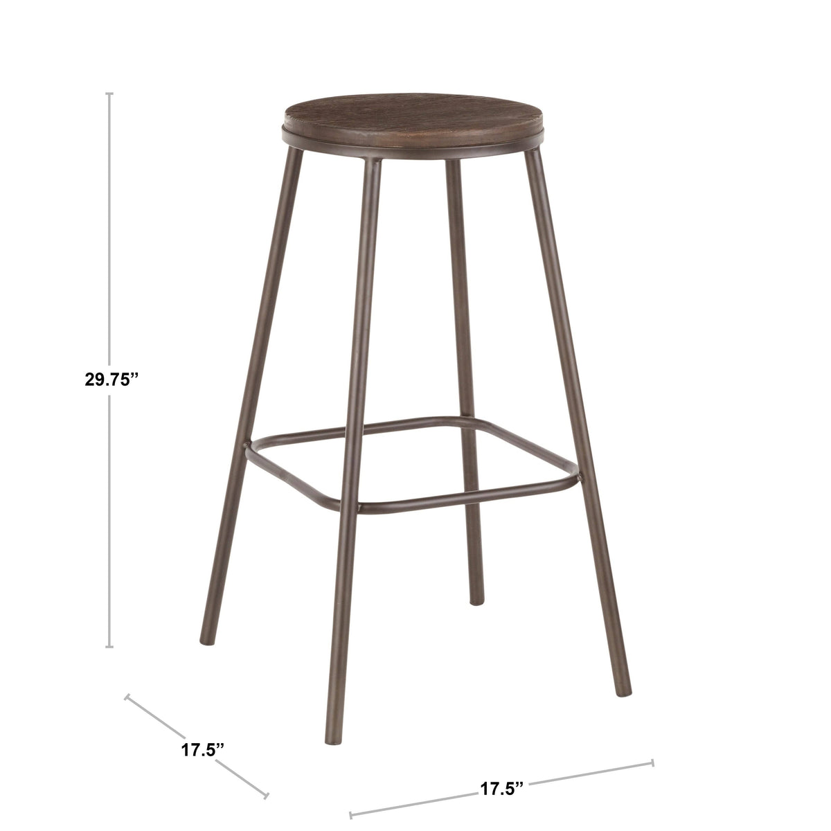 Industrial Round Bar Stool (Set of 2) Vintage White/Espresso D250410
