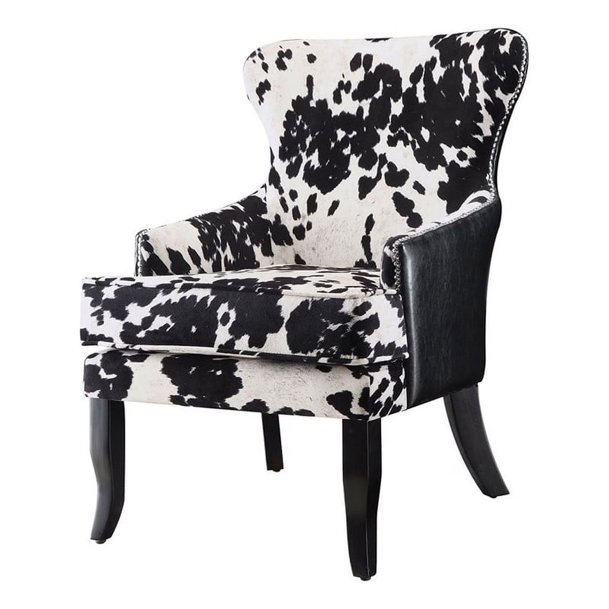 Contemporary Leather Accent Chair in Black/White I235454