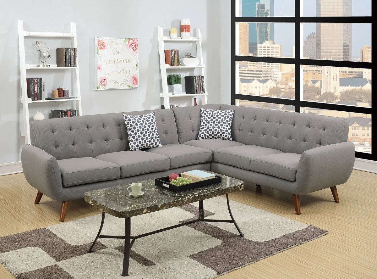 Grey Sectional Sofa Couch with Cushion Pillows P279