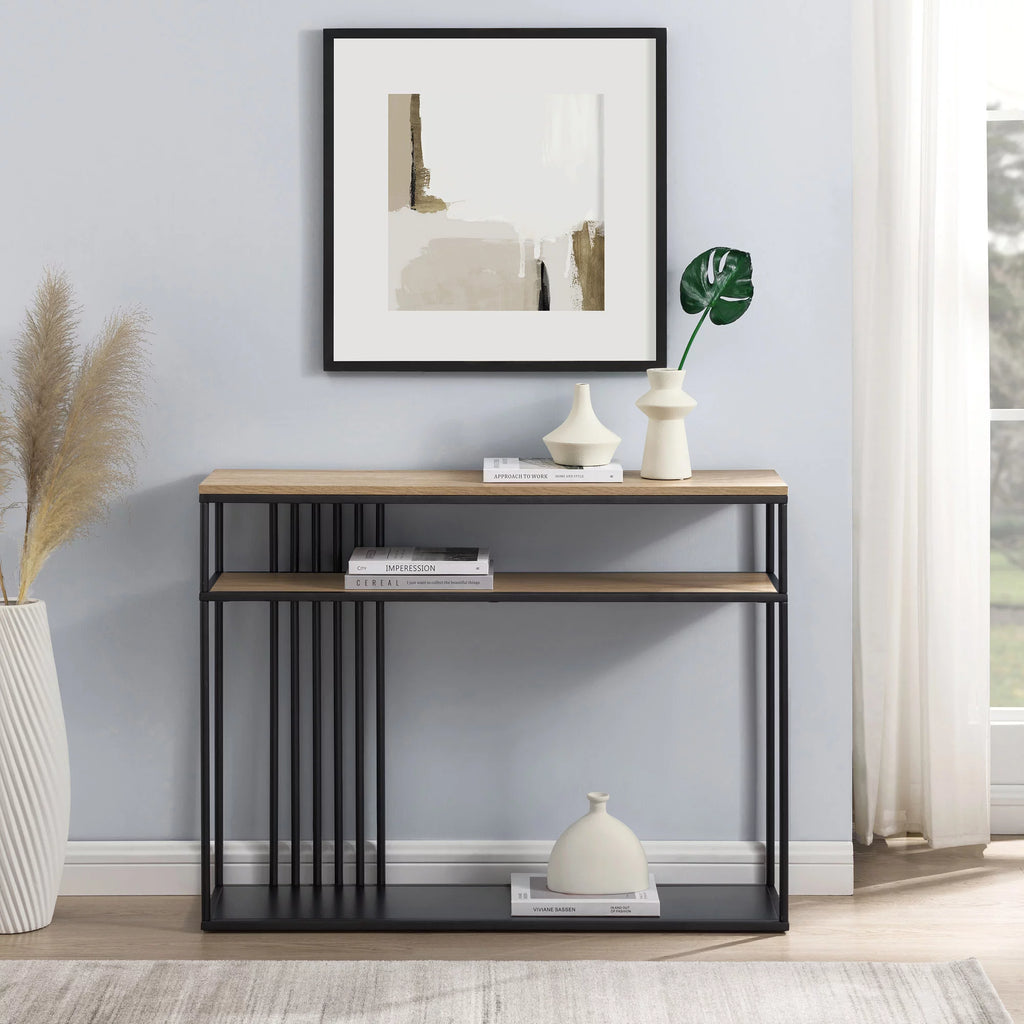 41" Slatted-Side Metal Console Table K818