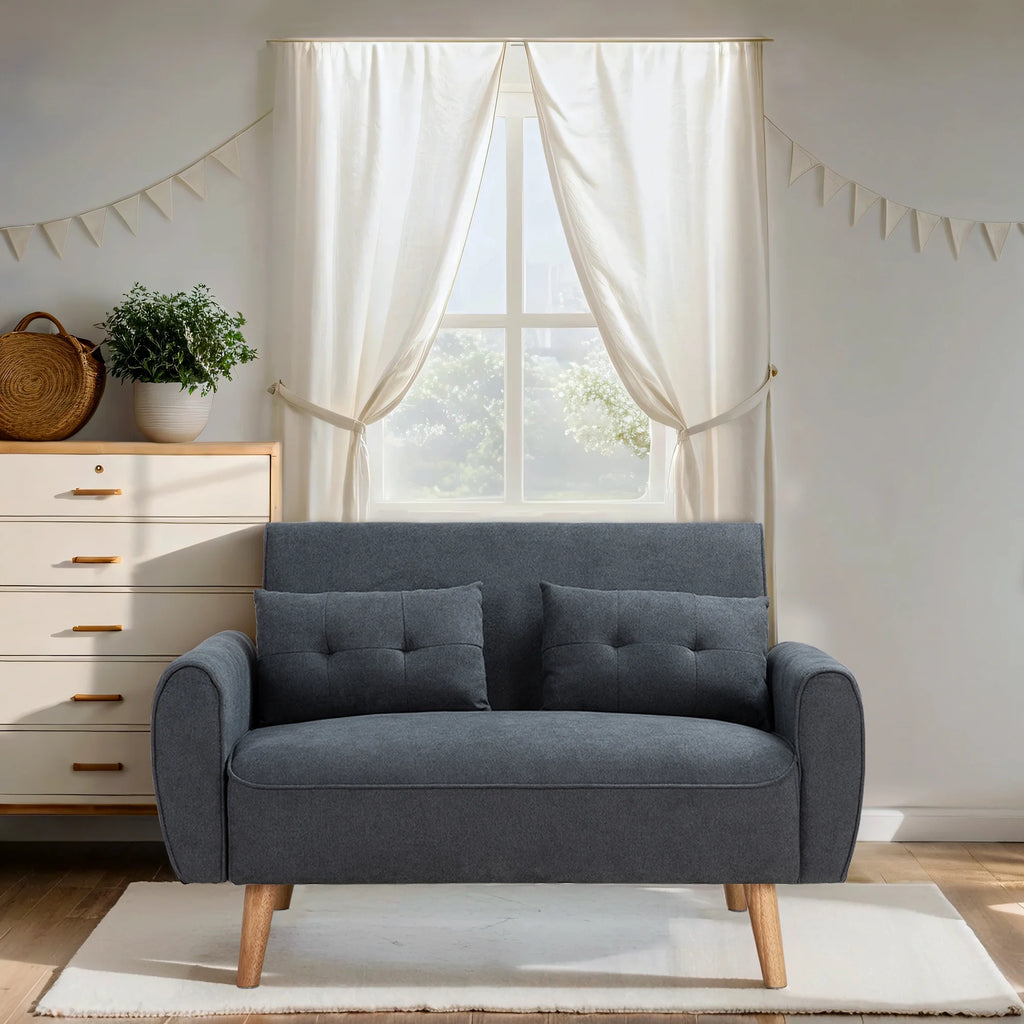 Dark Grey Fabric Upholstered 2-Seat Sofa Q27689