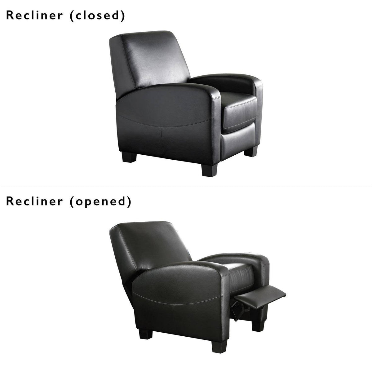 Faux Leather Home Theater Recliner Black F5674