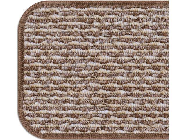 15 Pc Attachable Carpet Stair Treads Praline Brown 8 in. x 27 in. I6275