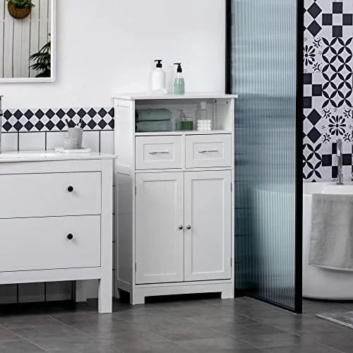 Grey Bathroom Cabinet Organizer with Two Drawers L81778
