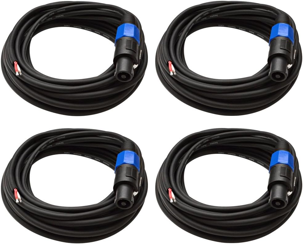 25-Feet Raw Wire to Speakon Speaker Cable, 16 Guage, Pack of 2 S407838