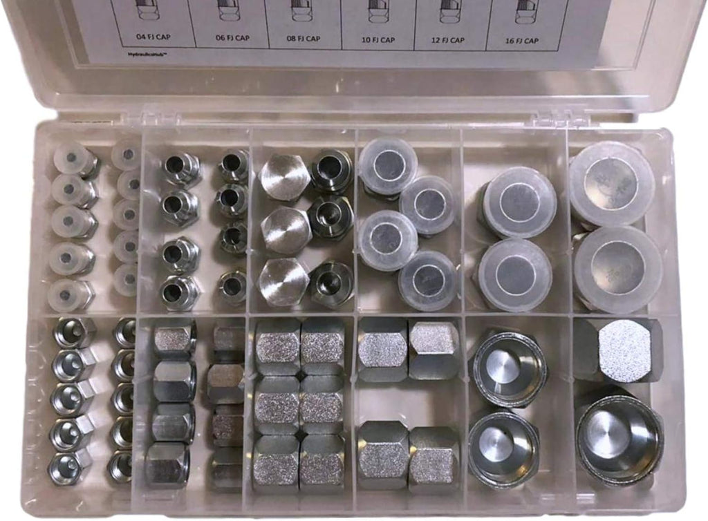 64 Pcs Galvanized Steel Flare Thread Cap & Plug Assortment Kit O354