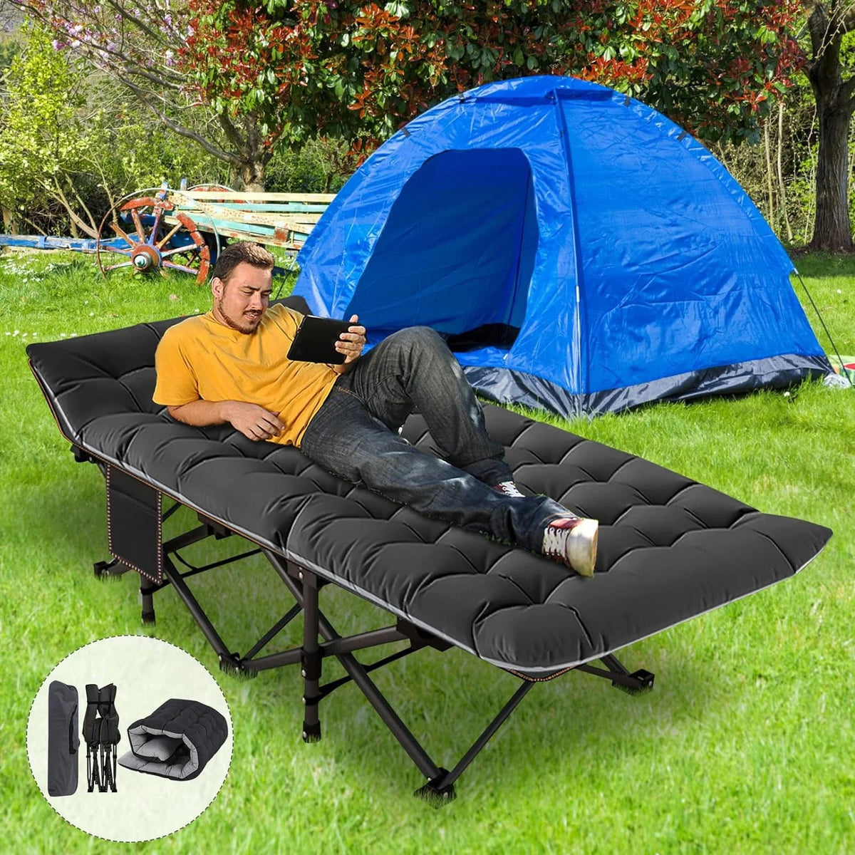 Folding Camping Cot 2 Pack with Carry Bag W764