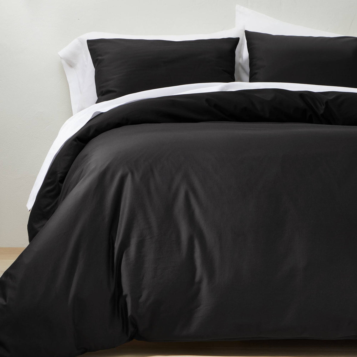 Full/Queen Supima Washed Sateen Duvet & Sham Set Washed Black P282146