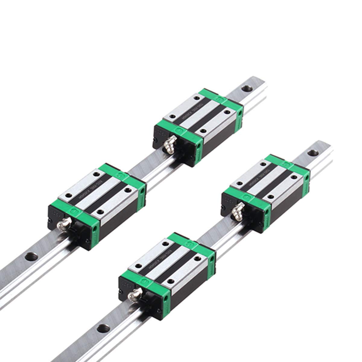2Pcs HGR20-1200mm Linear Slide Guideway Rail + 4Pcs HGH20A Bearing Blocks Square Type Carriage for 20mm Linear Rail Set I545
