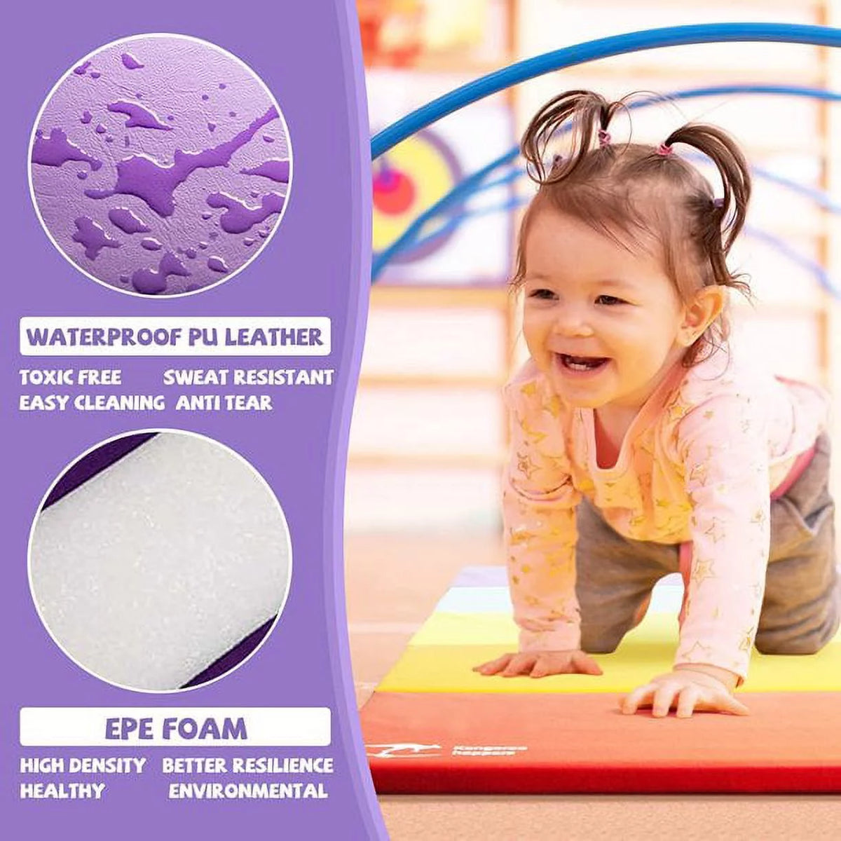 3' x 6' Kids Gymnastics Mat with Carrying Handles D47341