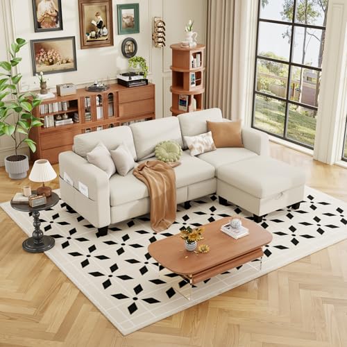 78'' 3 Seater L-Shaped Sectional Sofa with Storage Ottoman V209