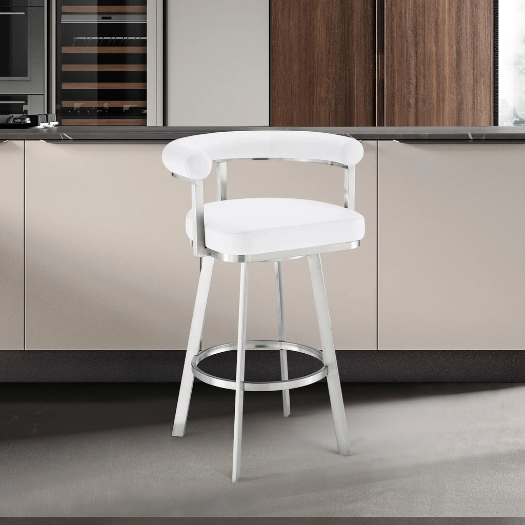 White/Chrome Swivel Bar Stool G51328