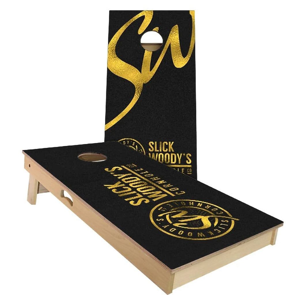 Black and Gold Cornhole Board Set with Carrying Case H750181