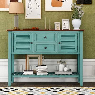 Retro Blue Brown Console Table Sideboard R1045