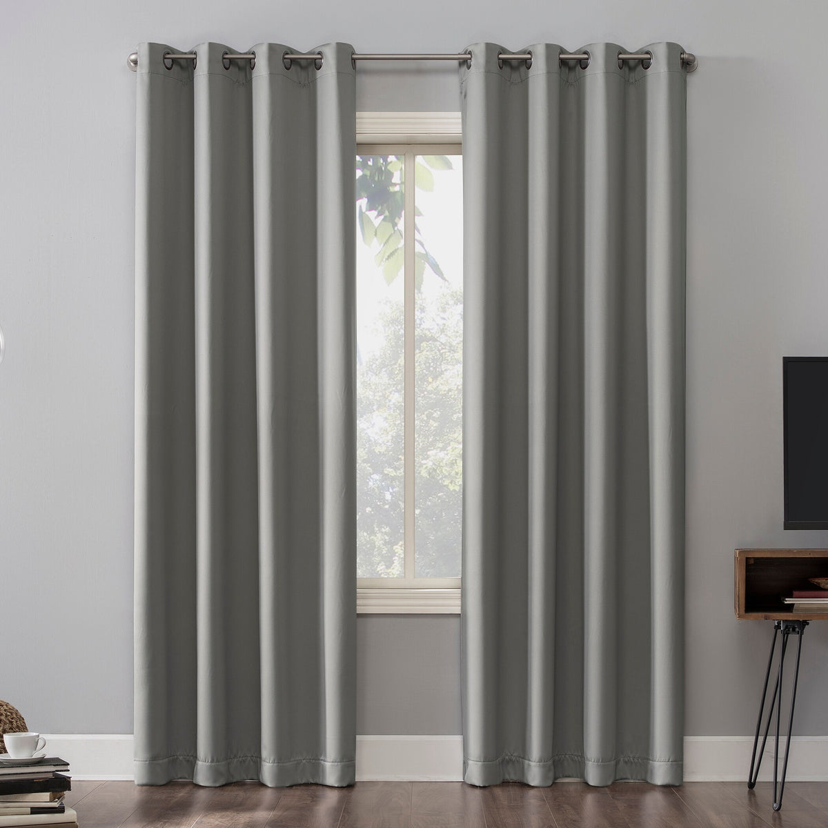 Silver Grommet Curtain Panel 52x54 F74803